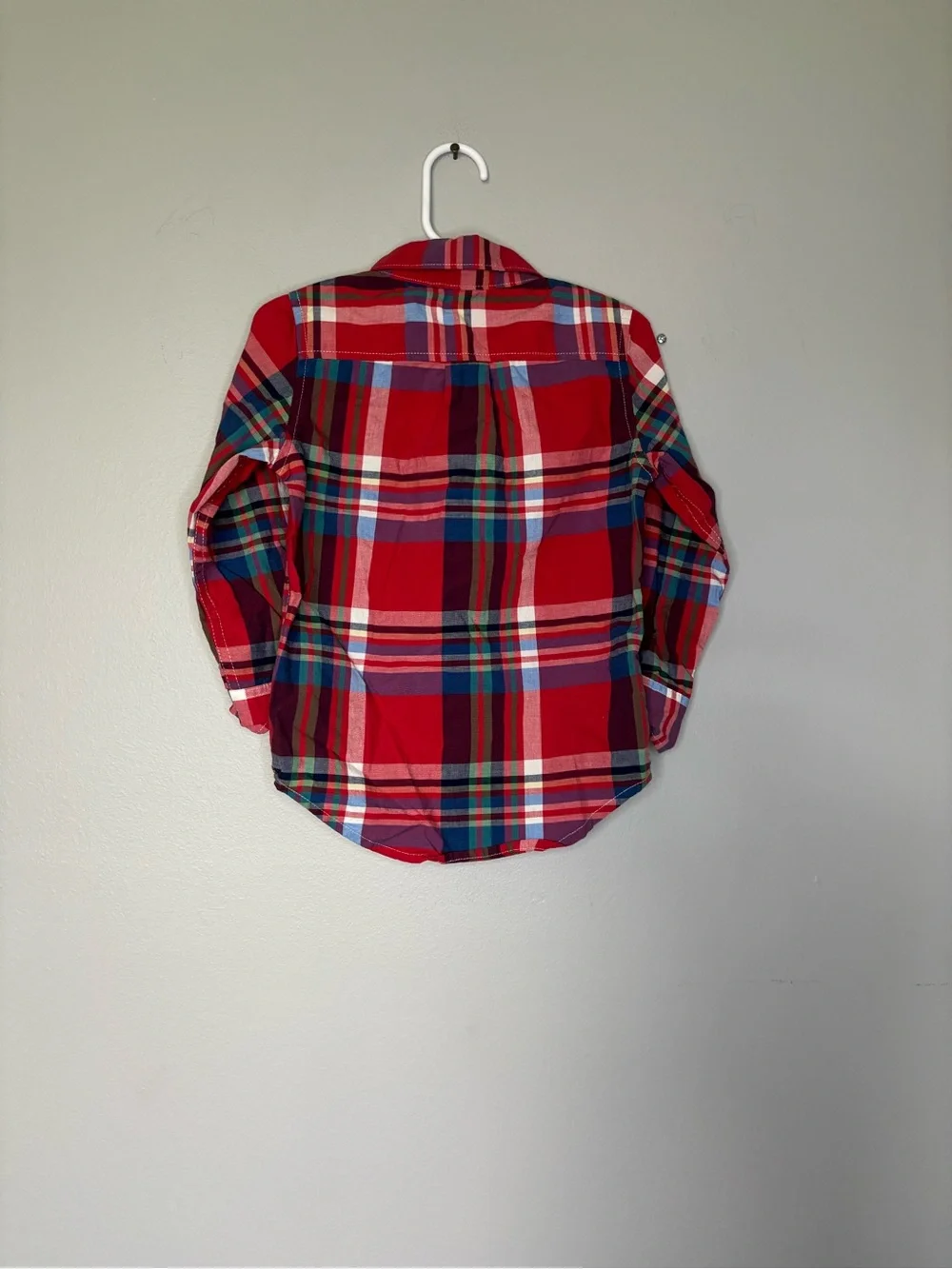 GAP Red Plaid Button-Down Shirt with Blue and Green Stripes 3T